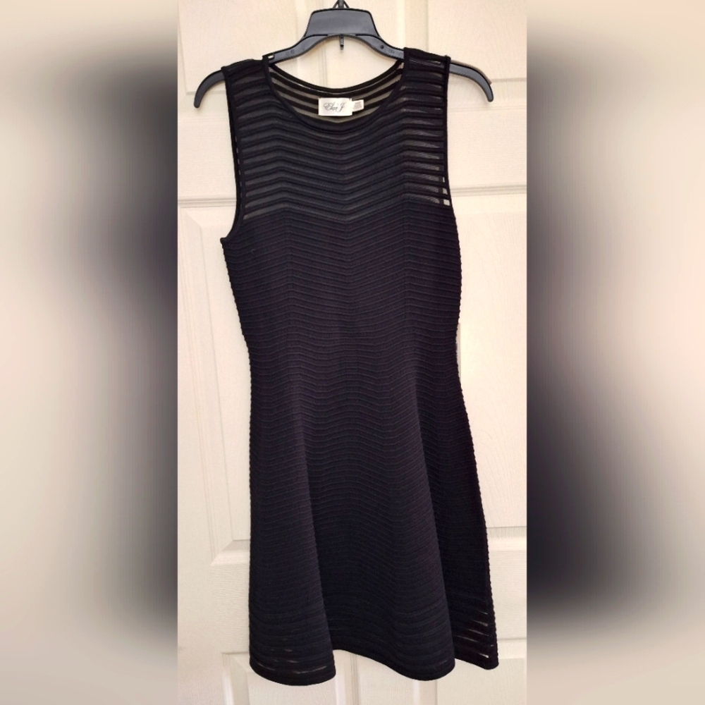 Eliza J Little Black Cocktail Dress Fit And Flair Textured Sleeveless Size M